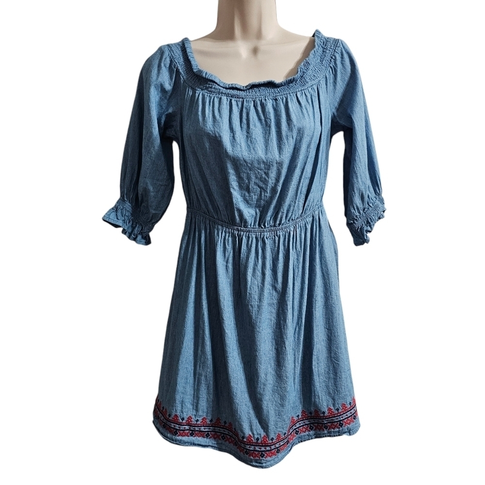 FLYING TOMATO Chambray Peasant Dress Size M